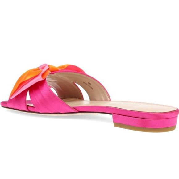 Vibrant Pink and Orange Women's  Satin Slide Sandals 7.5 - Picture 3 of 3
